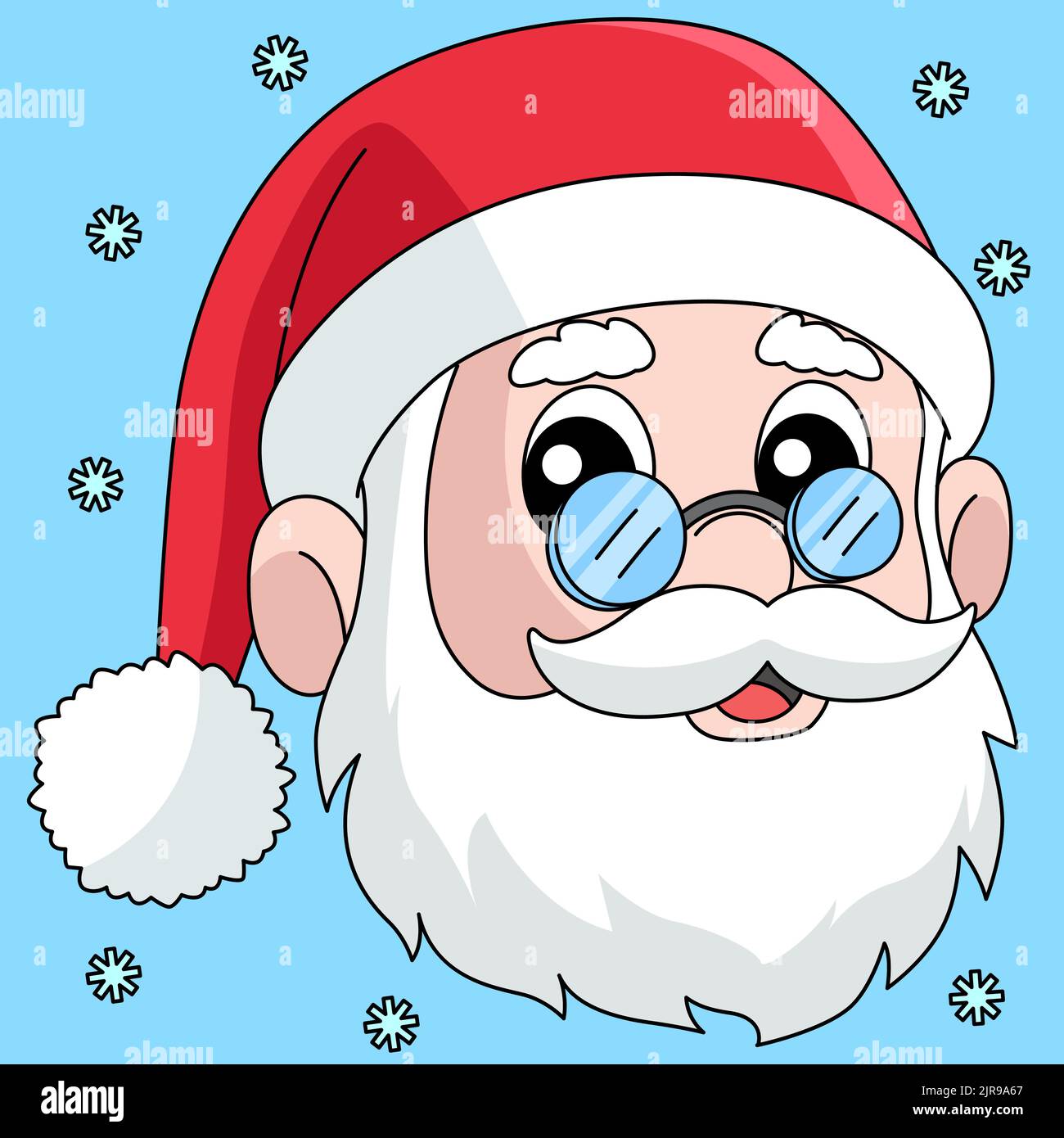 Illustration du dessin animé coloré de la tête du Père Noël Image