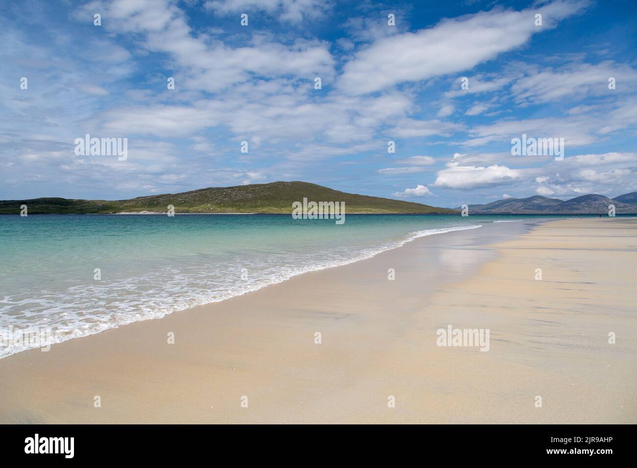 Echauffement à la plage de LUSKENTIRE, Sound of Taransay, Harris, Isle of Harris, Outer Hebrides, Îles de l'Ouest, Écosse, Royaume-Uni, Grande-Bretagne Banque D'Images