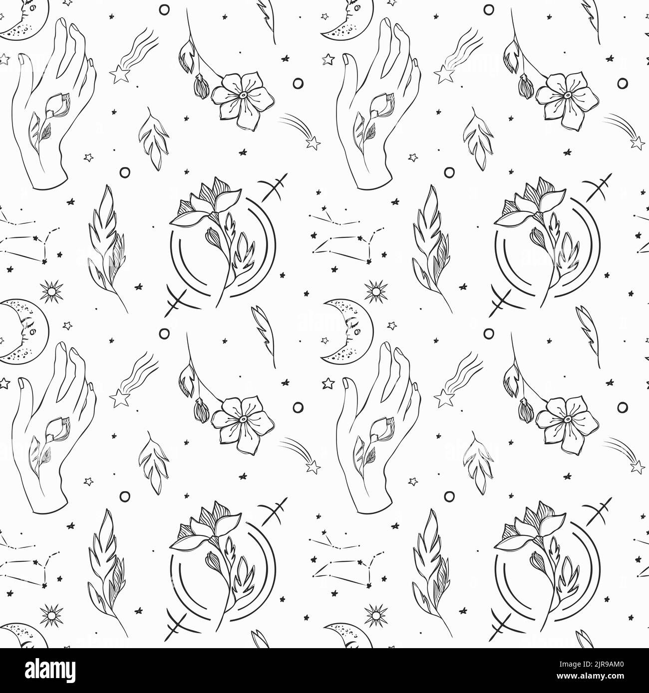 Symboles ésotériques avec la lune et le soleil. Signes célestes. Illustration de Vecteur