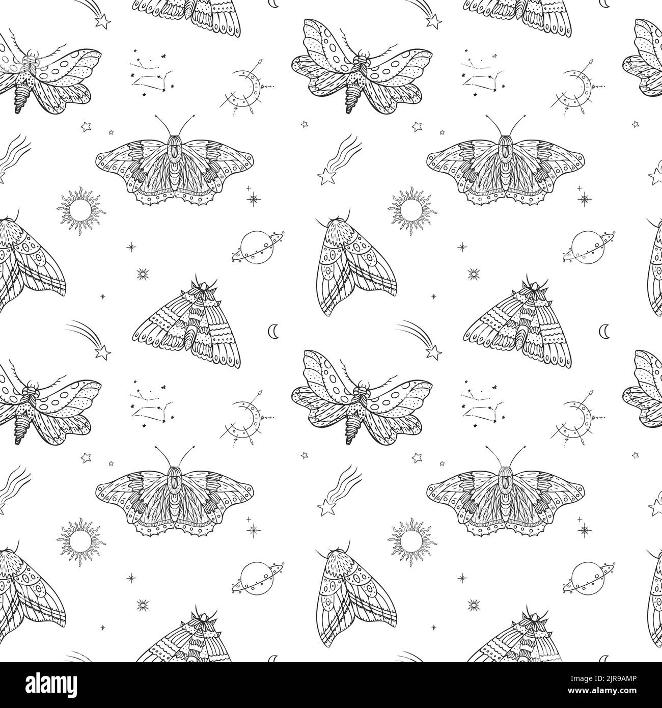 Symboles ésotériques avec la lune et le soleil. Signes célestes. Illustration de Vecteur