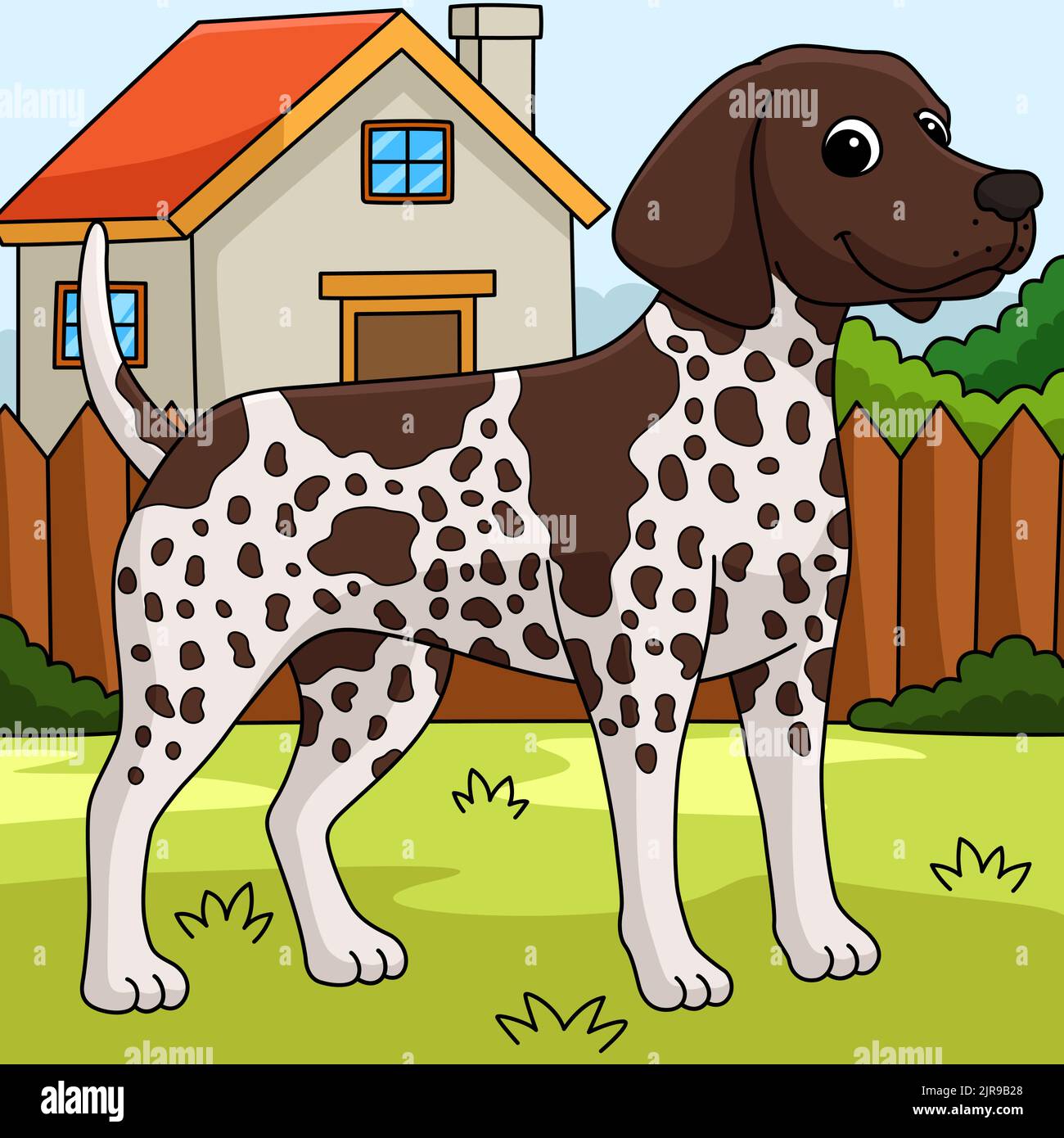 Chien-pointeur court allemand, dessin animé coloré Illustration de Vecteur