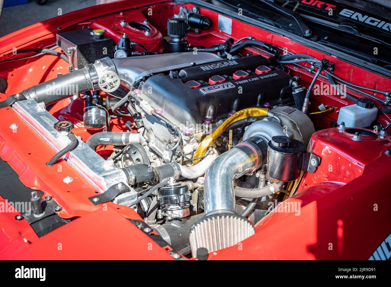 Un détail d'un moteur à essence amélioré de Nissan Silvia S13 Banque D'Images