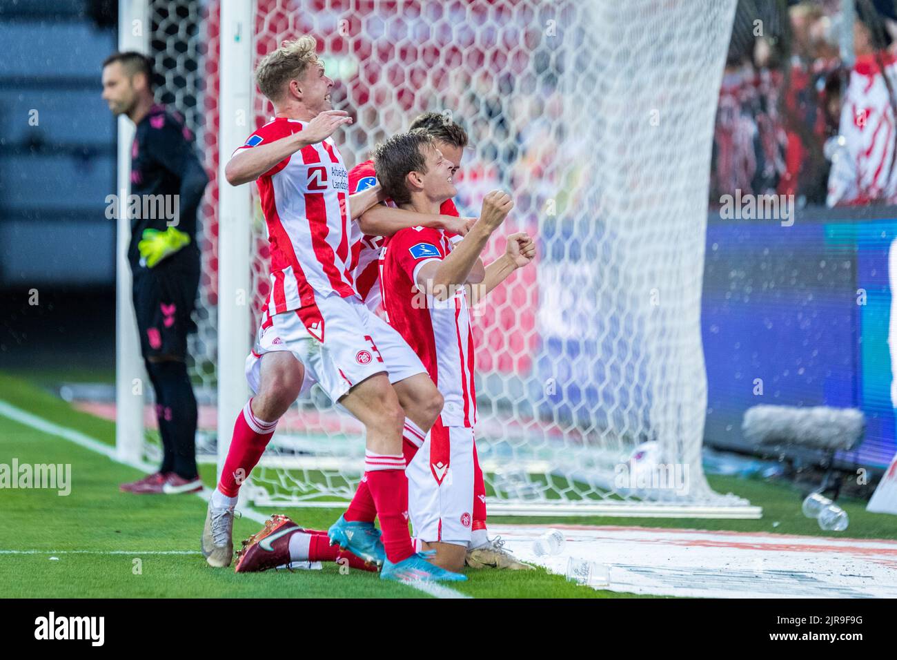 Aalborg, Danemark. 21st, août 2022. Mathias Ross (4) d'AAB a obtenu des scores pour 2-1 lors du match Superliga de 3F entre Aalborg Boldklub et Broendby IF au parc Aalborg Portland à Aalborg. (Crédit photo: Gonzales photo - Balazs Popal). Banque D'Images