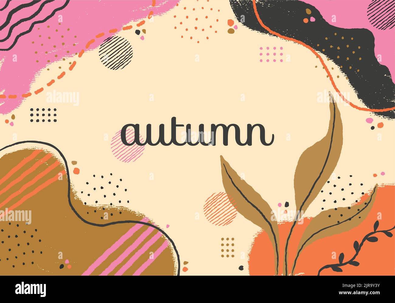 Thème d'automne palette de couleurs moderne illustration vectorielle abstraite d'arrière-plan. Modèle de texture de grunge dessiné à la main pour l'automne. Site Web, poste social Illustration de Vecteur