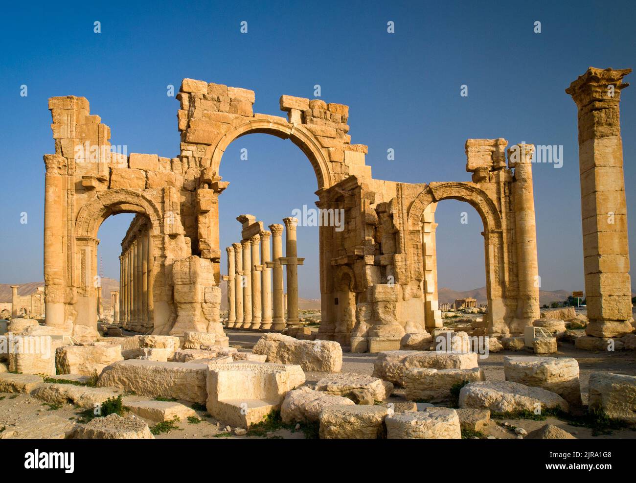 L'arche monumentale dans la partie orientale de la colonnade, Palmyra, gouvernorat de Homs, Syrie Banque D'Images