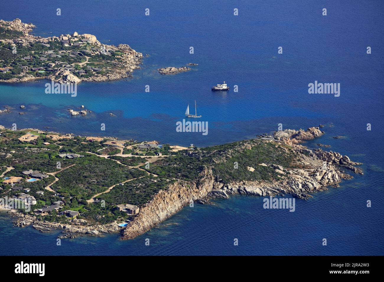 Corse-du-sud, département de la Corse-du-sud, archipel de Lavezzi : vue aérienne de l'île de Lavezzo Banque D'Images