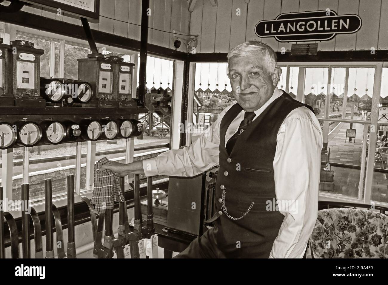 Llangollen station Heritage, boîte de signalisation historique, pays de Galles du Nord, Royaume-Uni Banque D'Images