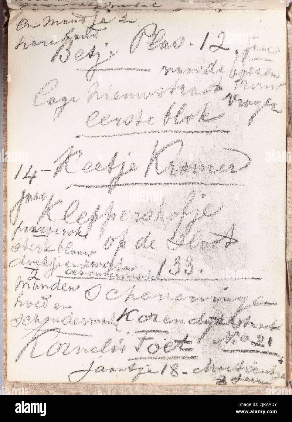 Inscriptions écrites. Depuis : un carnet Marken, vers 1874, pays-Bas, par Petrus van der Velden. Don de W. Fergusson Hogg, 1967. Banque D'Images