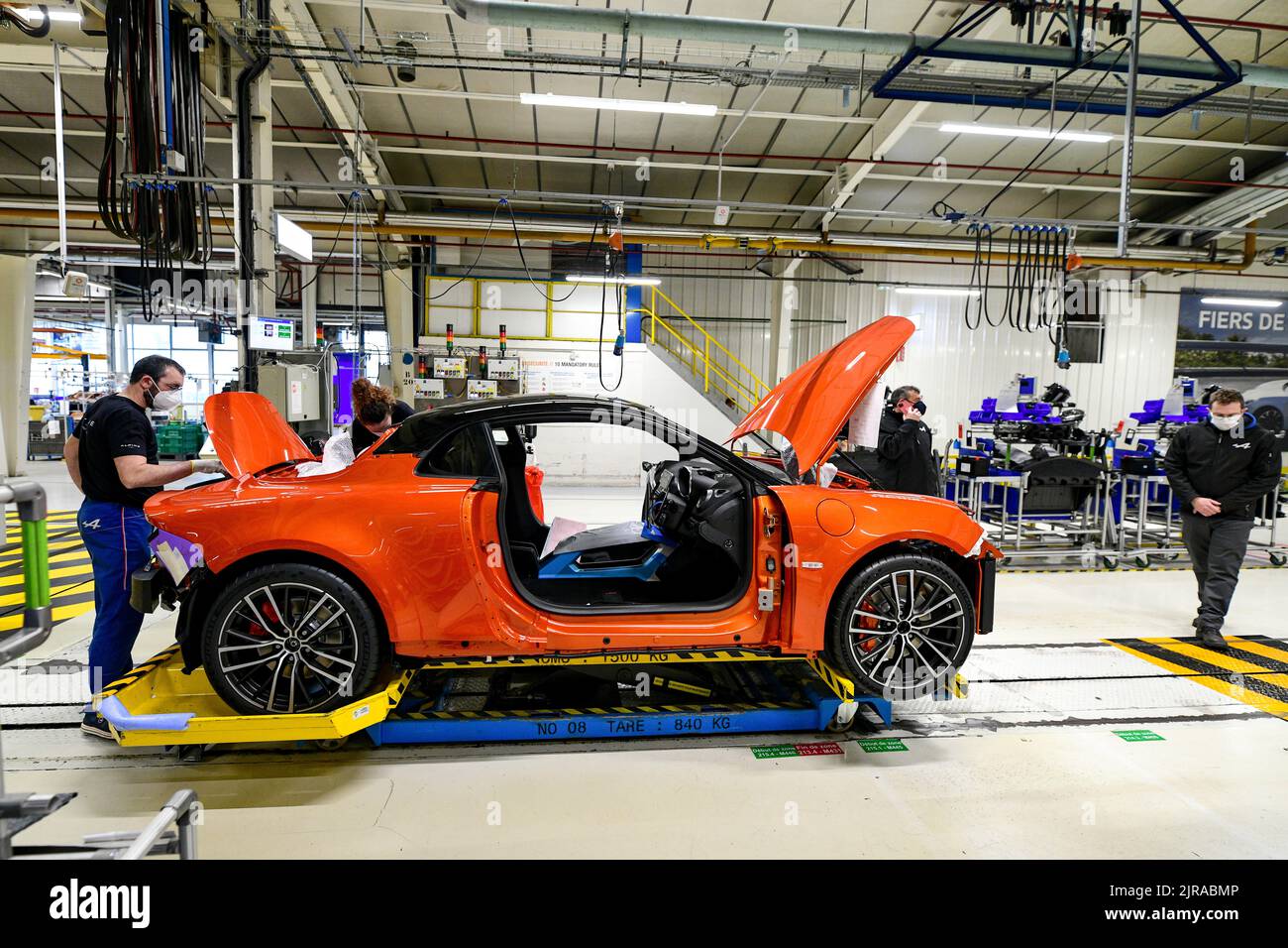 Renault Alpine fabrique à Dieppe : chaîne de production Alpine A110 Banque D'Images