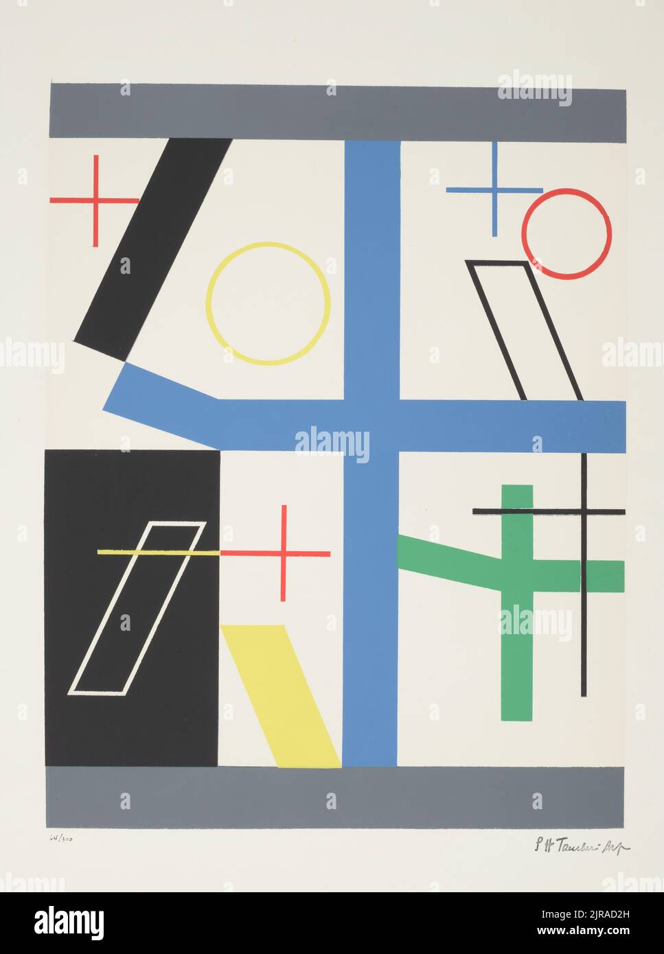 Quatre espaces à croix bracée., 1932, France, par Sophie Taeuber-ARP, atelier Arcay. Legs du juge Julius Isaacs, New York, 1983. Banque D'Images