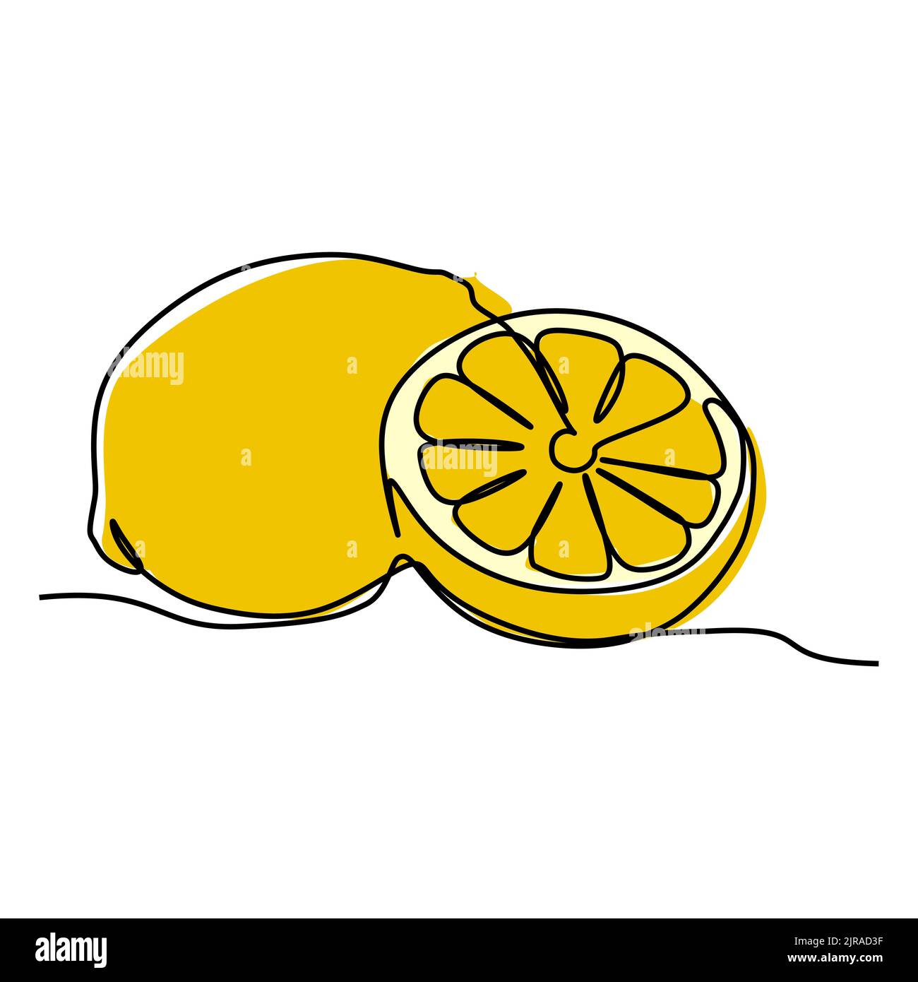 Un seul trait continu de tranche de fruit de citron. Illustration vectorielle de style simple et plate de couleur dessinée à la main pour un concept de vie naturel et sain Illustration de Vecteur