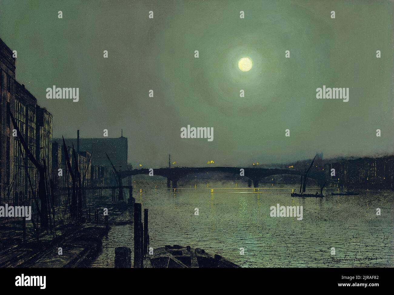 John Atkinson Grimshaw, pont Southwark de Blackfriars, peinture à l'huile sur toile, 1882 Collection privée Banque D'Images