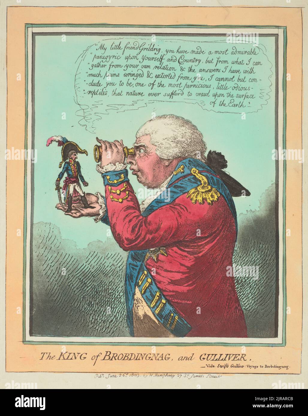 Le roi de Brobdingnag, et Gulliver, 1803 ans, fabricant inconnu. Banque D'Images