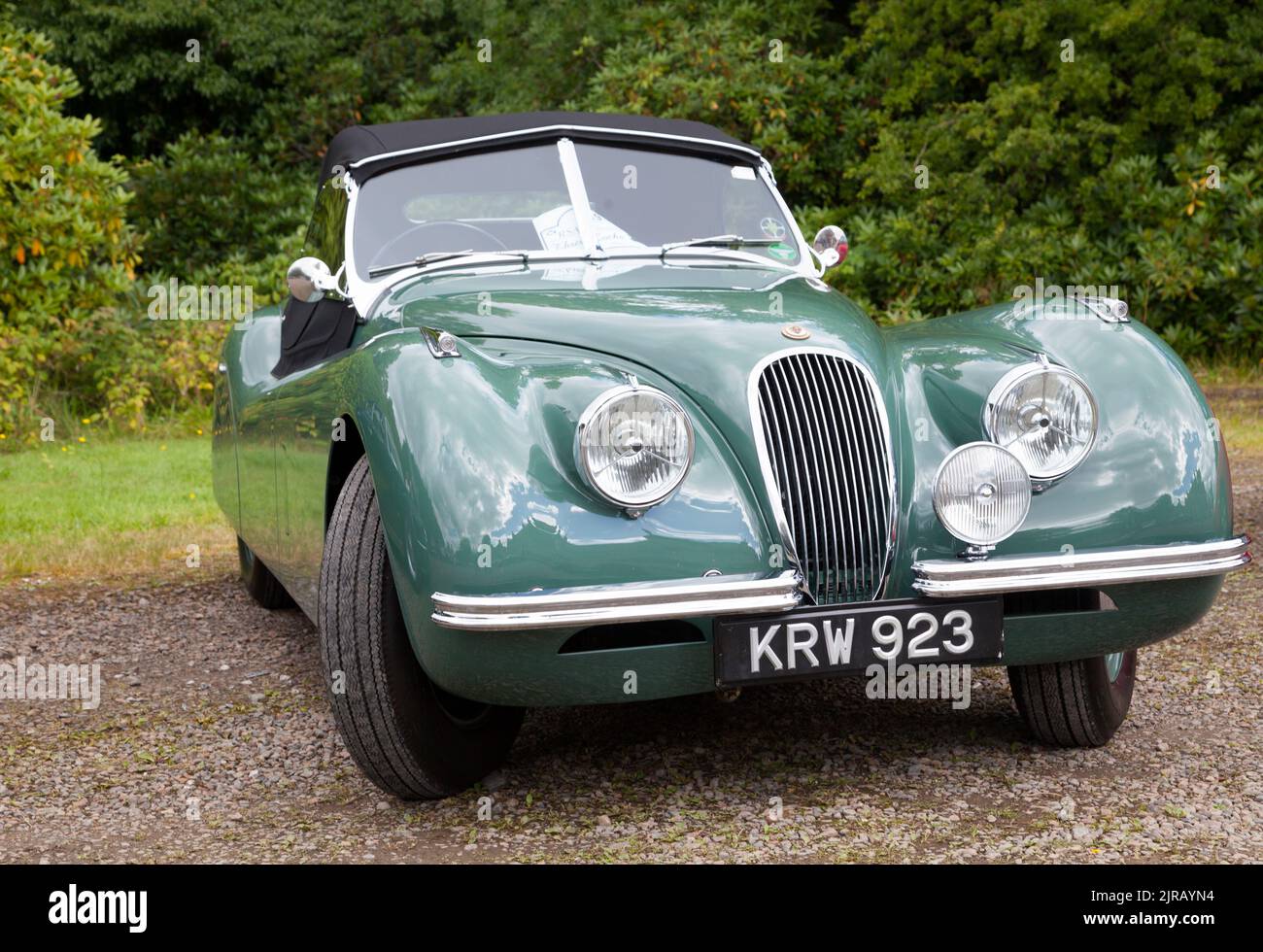 1951 Jaguar XK120 appartenant à Bob et Melanie Caldow d'Alloway. Prise au Three Lochs Classic, Rhu, Helensburgh, Écosse Banque D'Images