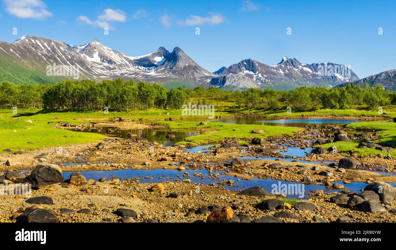 Norvège, Nordland, paysage pittoresque de l'île de Langoya en été Banque D'Images
