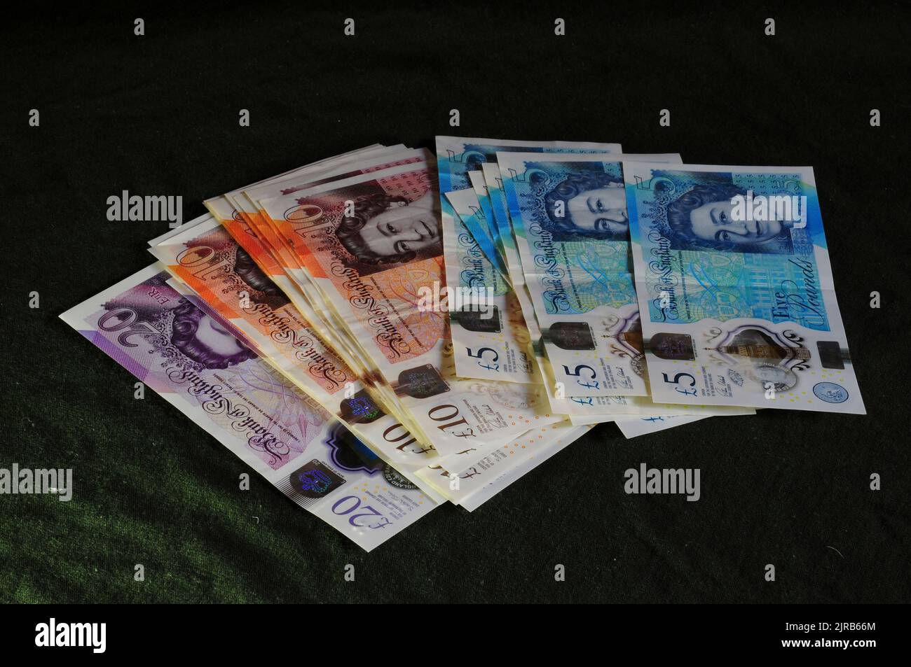 Billets de cinq, dix et vingt livres Banque D'Images