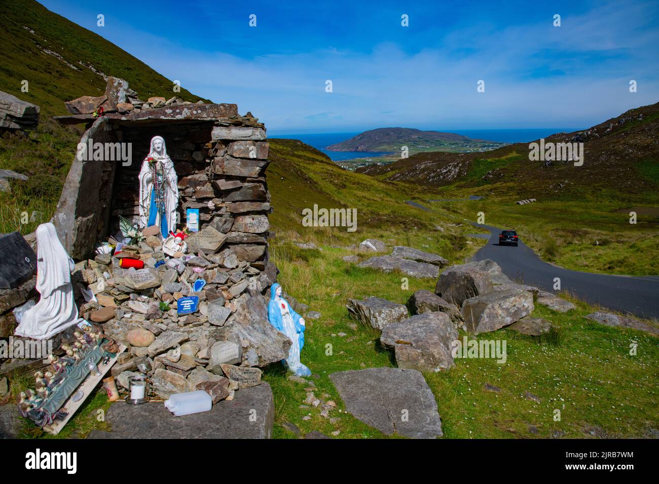 Écart de Mamore de Mamore puits et Grotto regardant vers l'île de Doagh, Inishowen, Comté de Donegal, Wild Atlantic Way, Irlande Banque D'Images