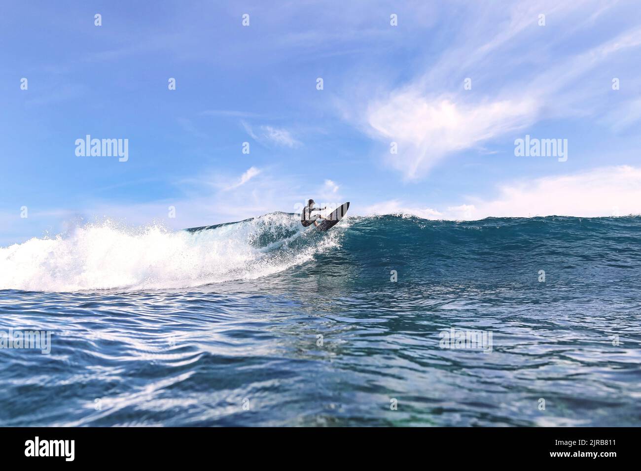 Surfez sur les vagues en mer Banque D'Images