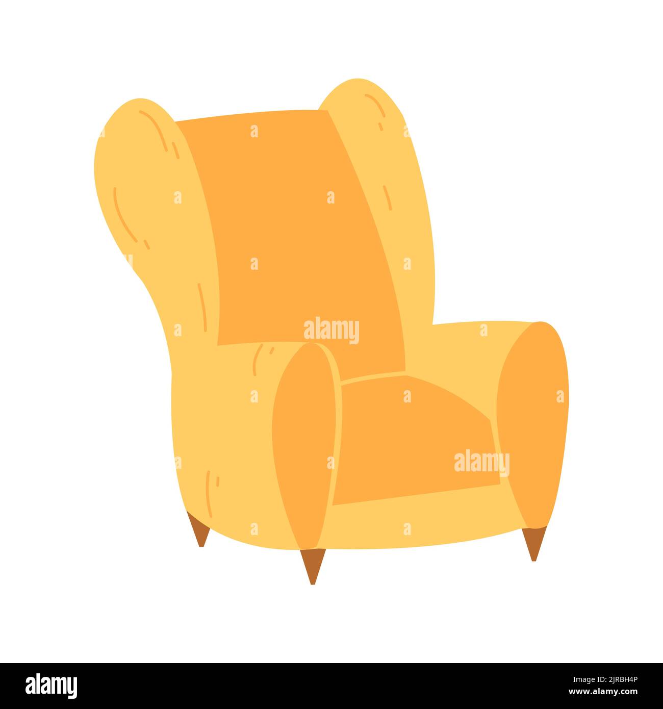 Fauteuil de style dessin animé à la main. Illustration vectorielle de meubles, intérieur d'appartement, maison confortable Illustration de Vecteur