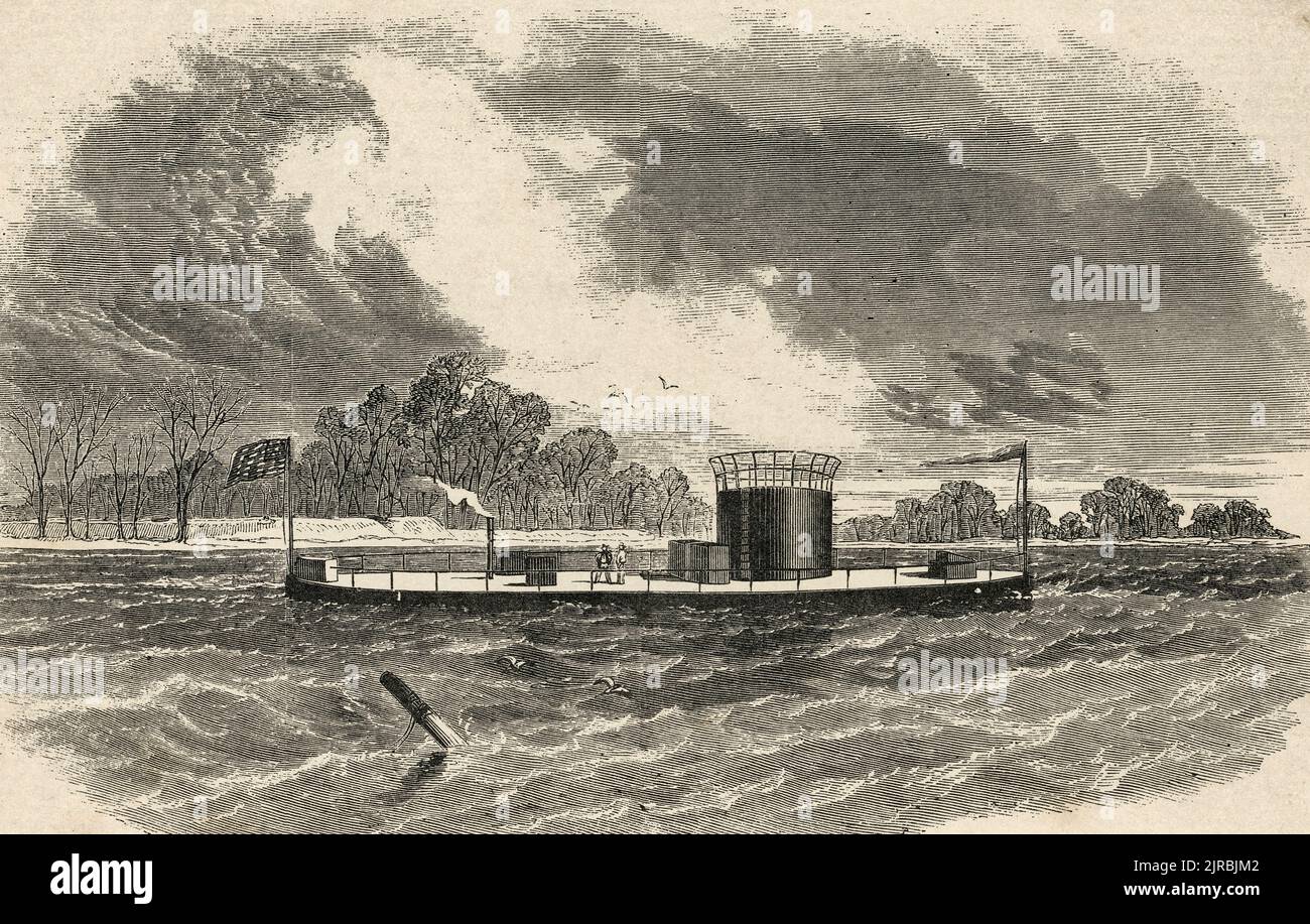 L'USS Monitor - à l'ironclad dans la guerre de Sécession américaine, vers 1862 Banque D'Images
