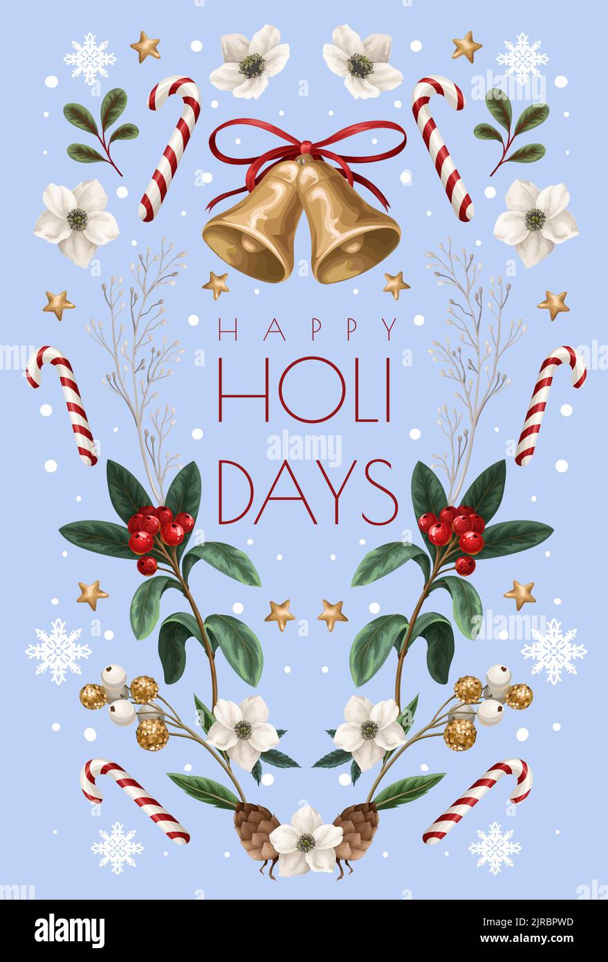 Carte botanique de Noël. Joyeuses vacances Illustration de Vecteur