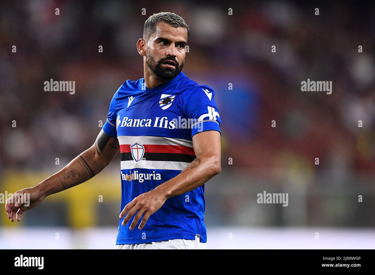 Gênes, Italie. 22 août 2022. Tomas Rincon de UC Sampdoria gestes pendant la série Un match de football entre UC Sampdoria et Juventus FC. Credit: Nicolò Campo/Alay Live News Banque D'Images