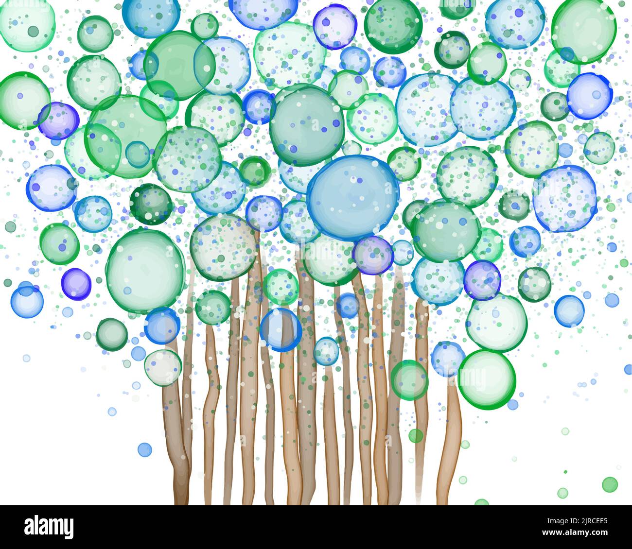 Forêt abstraite colorée, faite avec des brosses à l'encre d'alcool. Arrière-plan abstrait, belle conception pour poster, papier peint, carte ou plus. Vecteur numérique illu Illustration de Vecteur