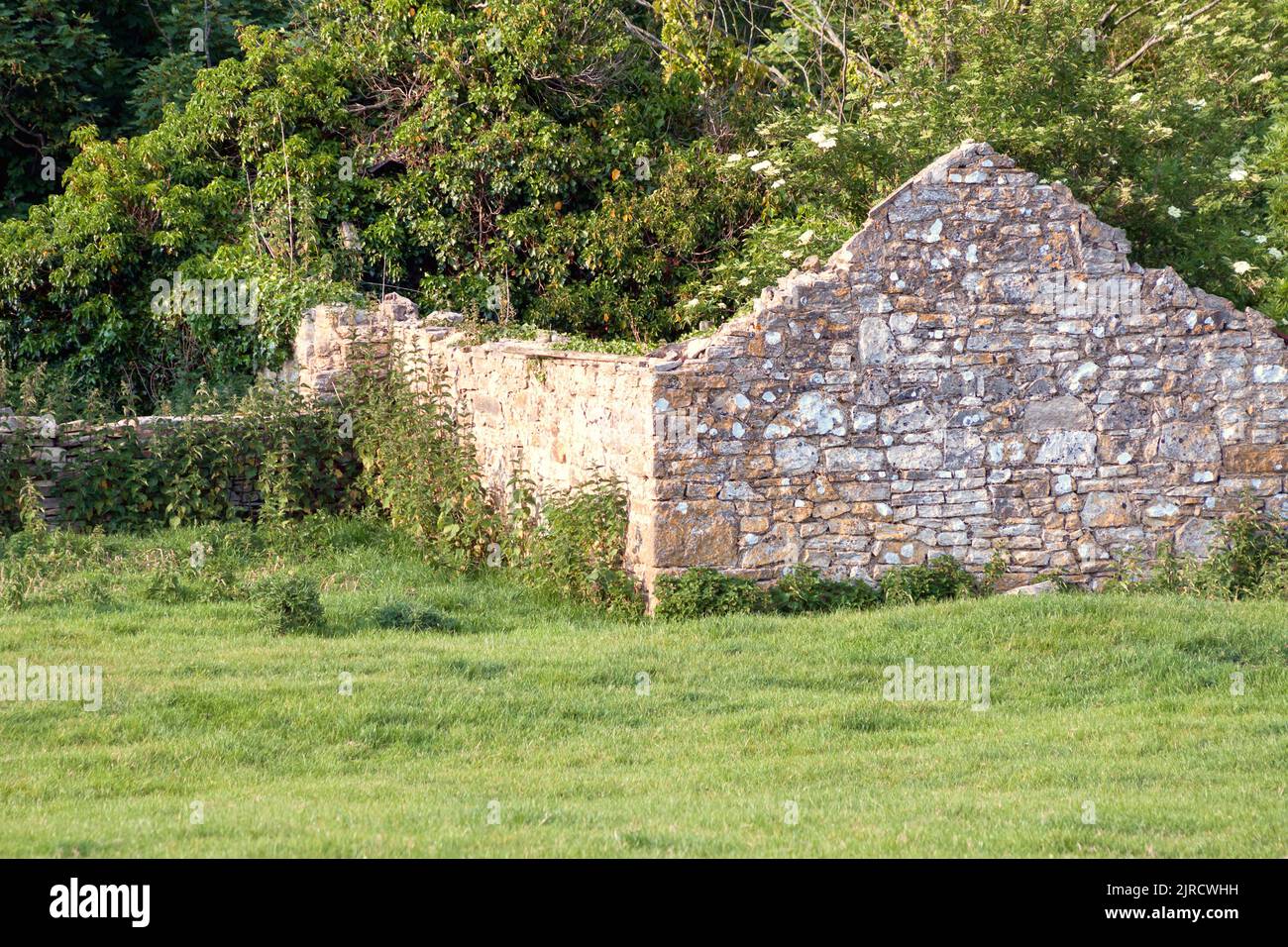 Ruines négligées dans le champ près de Kimmeridge, Dorset, Royaume-Uni Banque D'Images