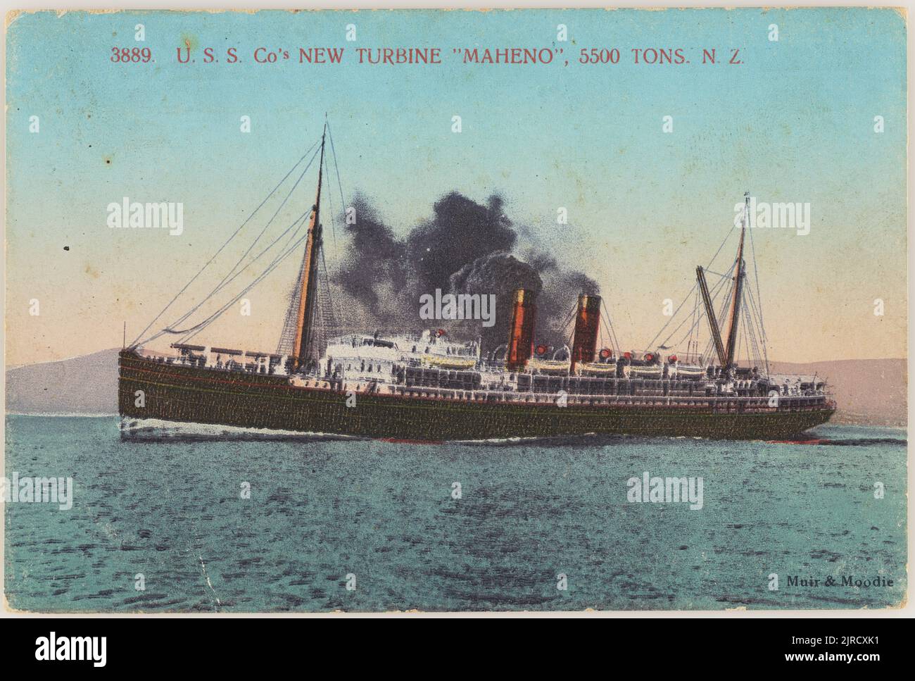 Union Steam Ship Company's New turbine, Maheno, 1905 ans, Oamaru, par Muir & Moodie. Banque D'Images