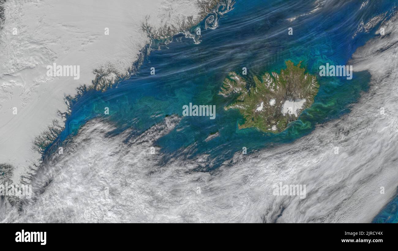 Antenne du Groenland (à gauche) et de l'Islande (à droite) Banque D'Images