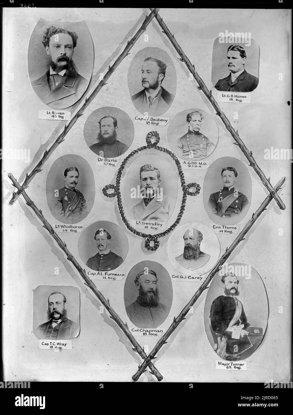 Portraits d'officiers militaires des guerres de Nouvelle-Zélande, vers 1895, Nouvelle-Zélande, par William Francis Gordon. Banque D'Images