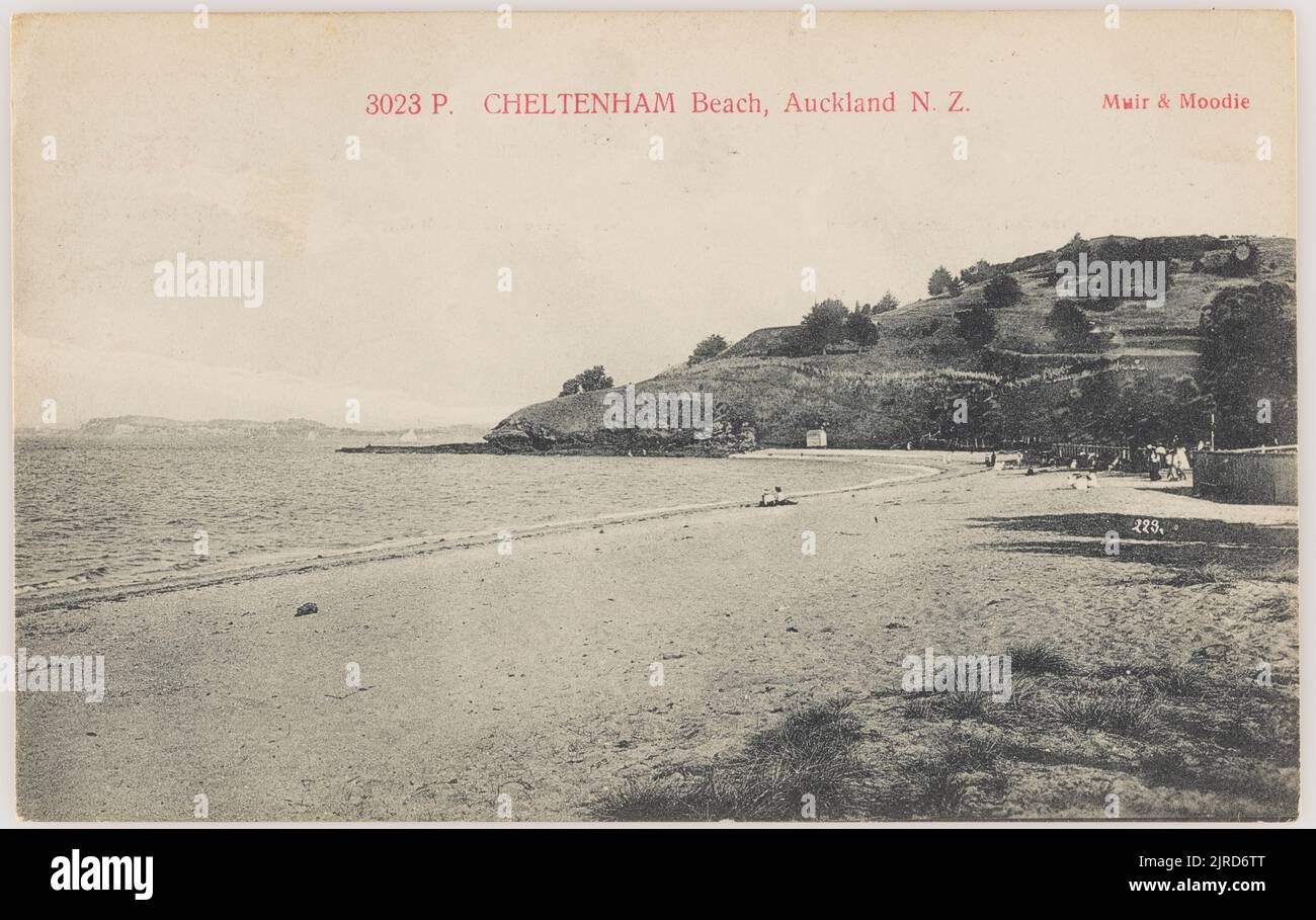 Cheltenham Beach, Auckland N. Z., par Muir & Moodie, Burton Brothers. Banque D'Images