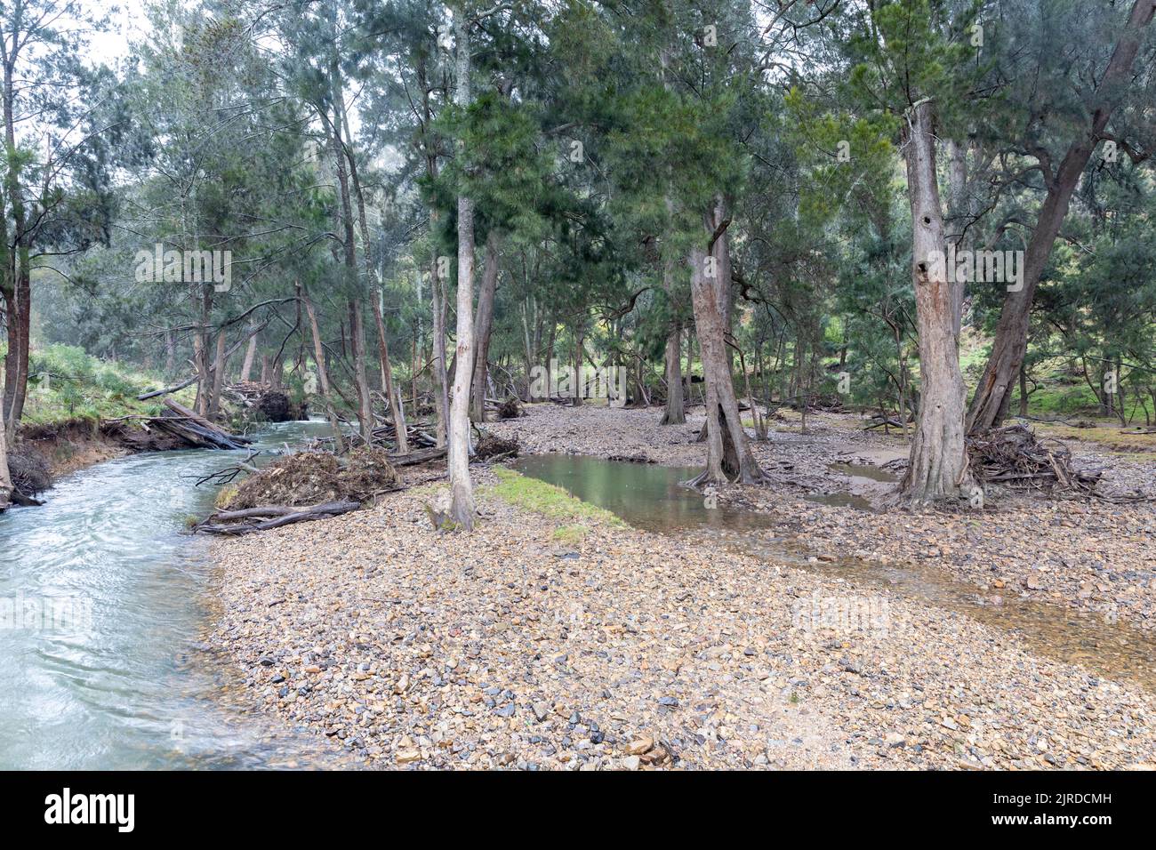 Rivière Abercrombie dans le parc national de la rivière Abercrombie, Nouvelle-Galles du Sud, Australie par une journée hivernale Banque D'Images