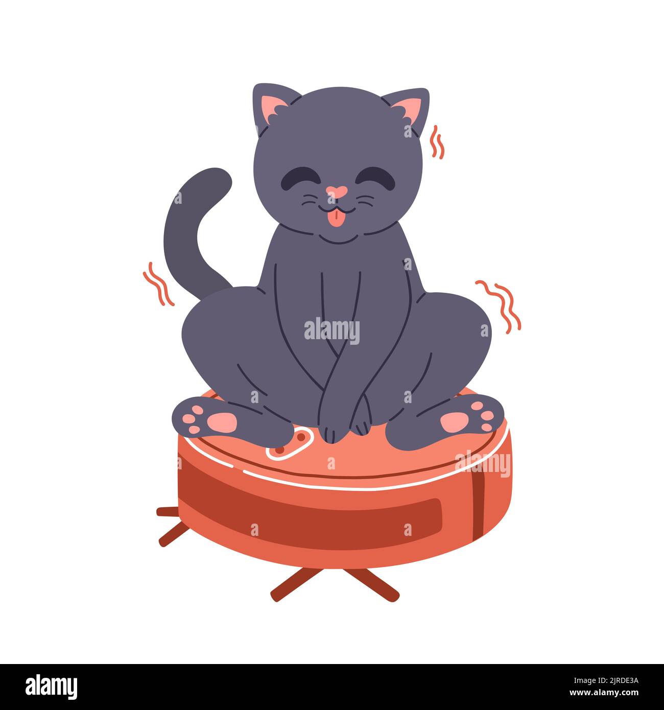 Aspirateur-robot Cat on à conception plate Vector Illustration de Vecteur