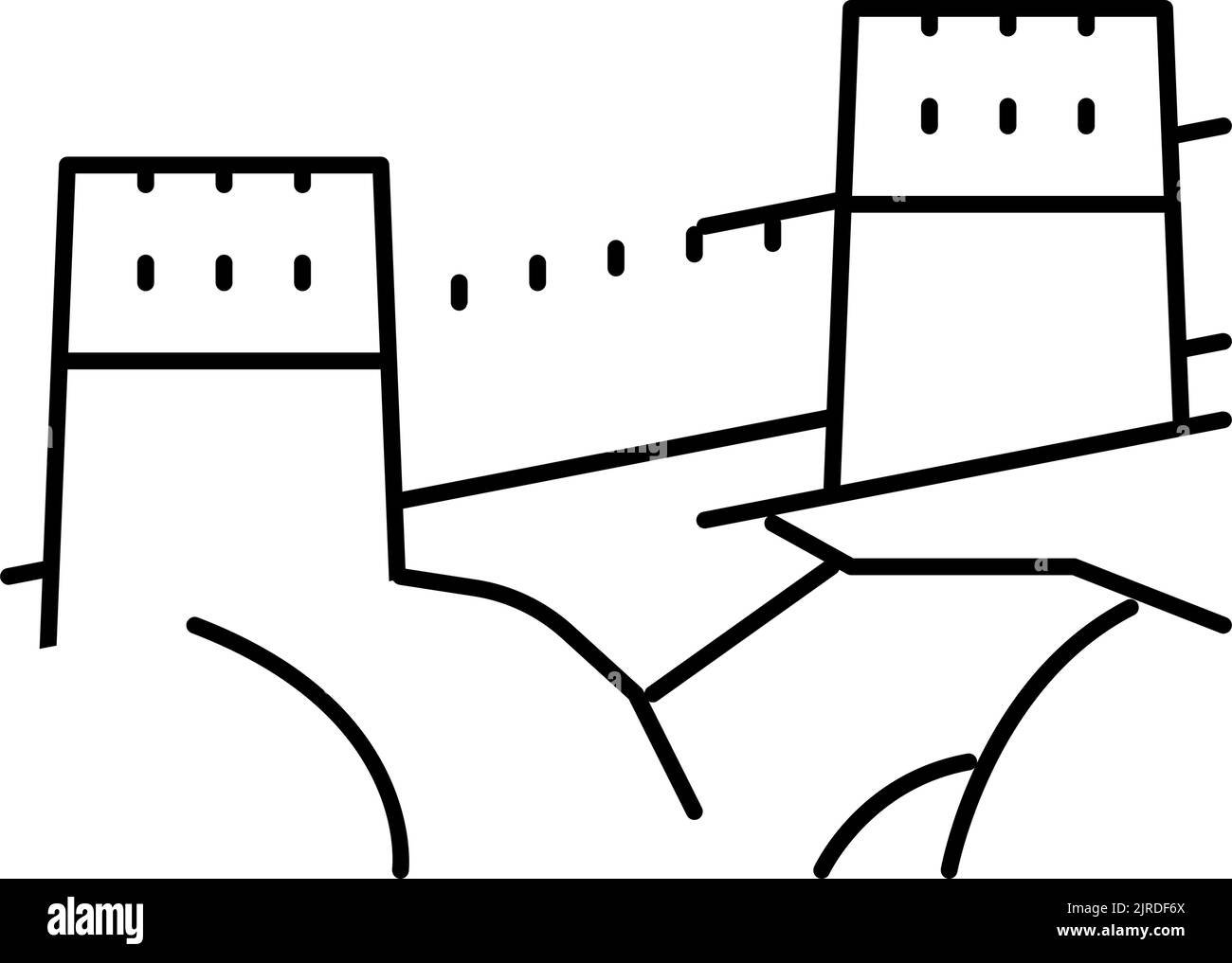 illustration vectorielle d'icône de grand mur de la ligne de chine Illustration de Vecteur