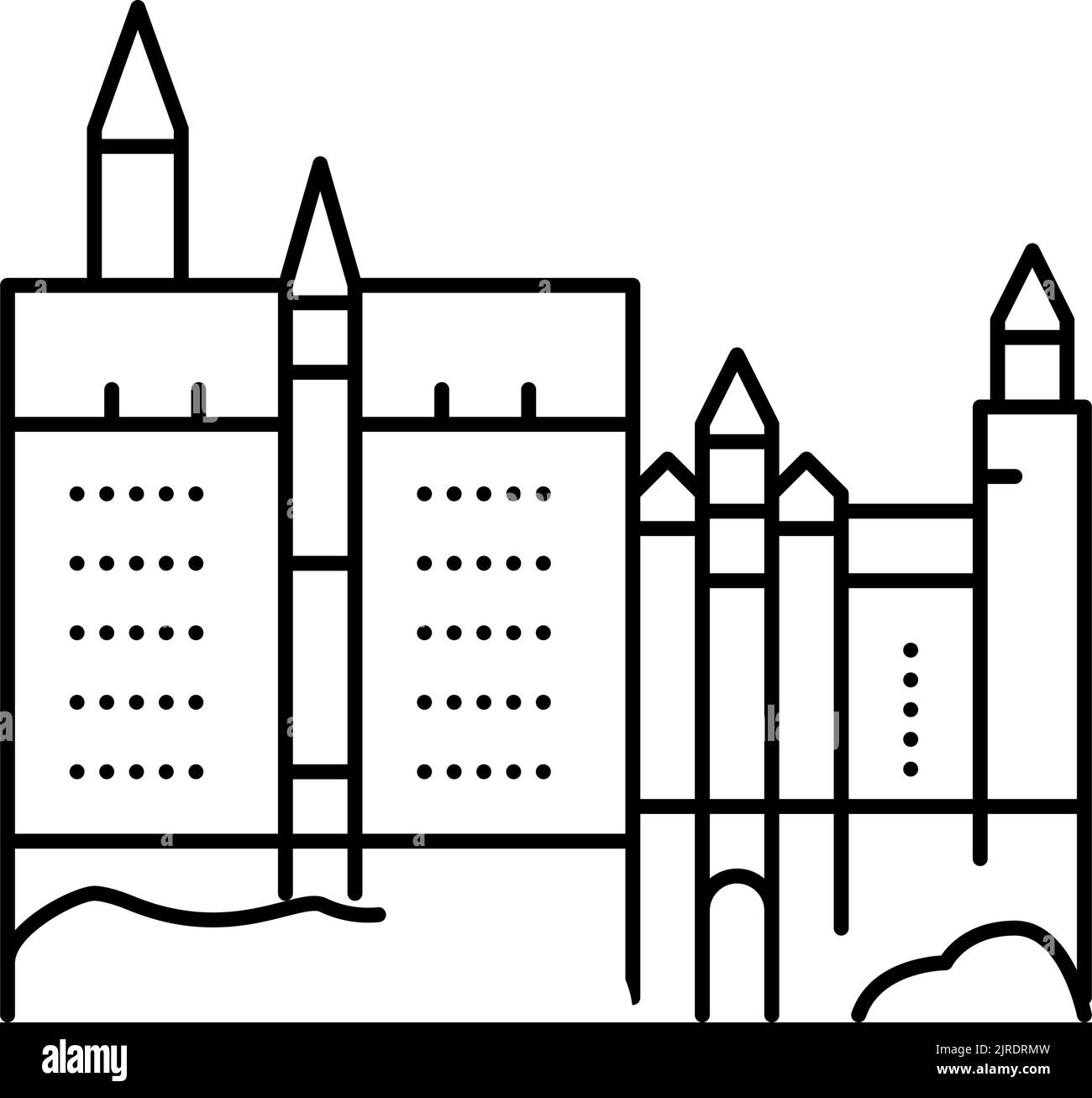 illustration vectorielle de la ligne de château de neuschwanstein Illustration de Vecteur