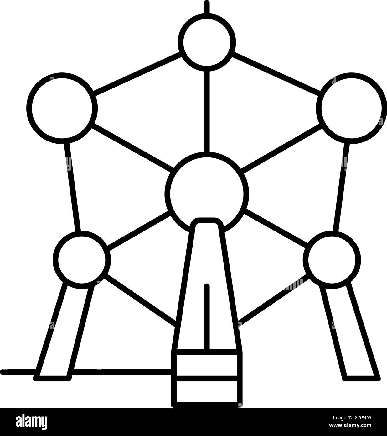 illustration vectorielle de l'icône de la ligne de monument atomium Illustration de Vecteur