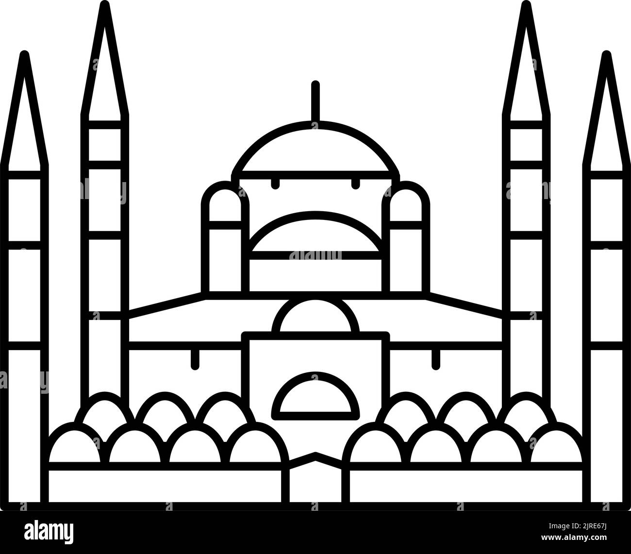 illustration vectorielle de l'icône de la ligne bleue de la mosquée Illustration de Vecteur