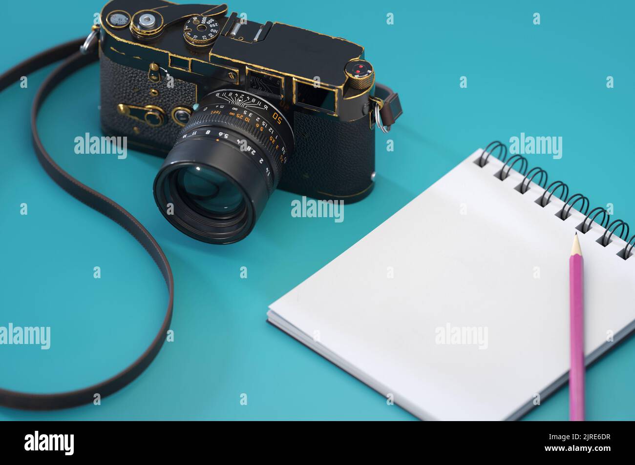 3D Illustration. 3D rendu , caméras sur fond bleu. Concept Business , Voyage Banque D'Images