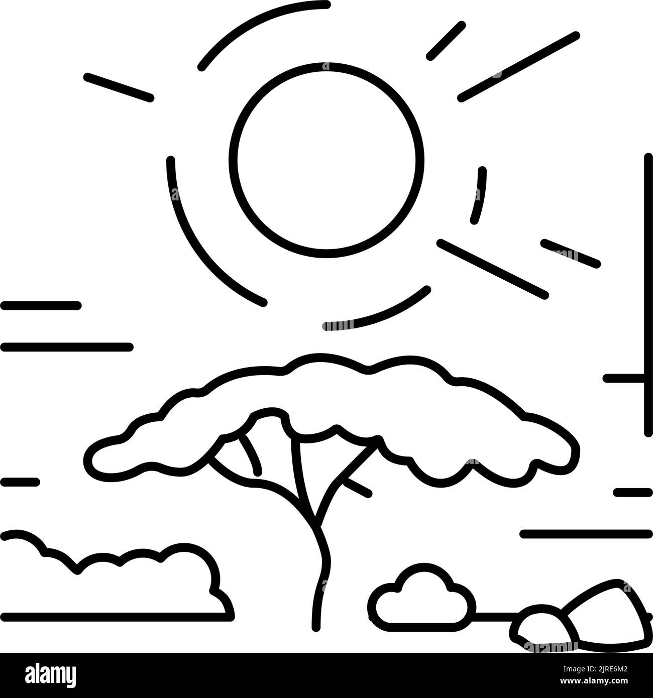 illustration vectorielle icône de ligne africaine de coucher de soleil Illustration de Vecteur