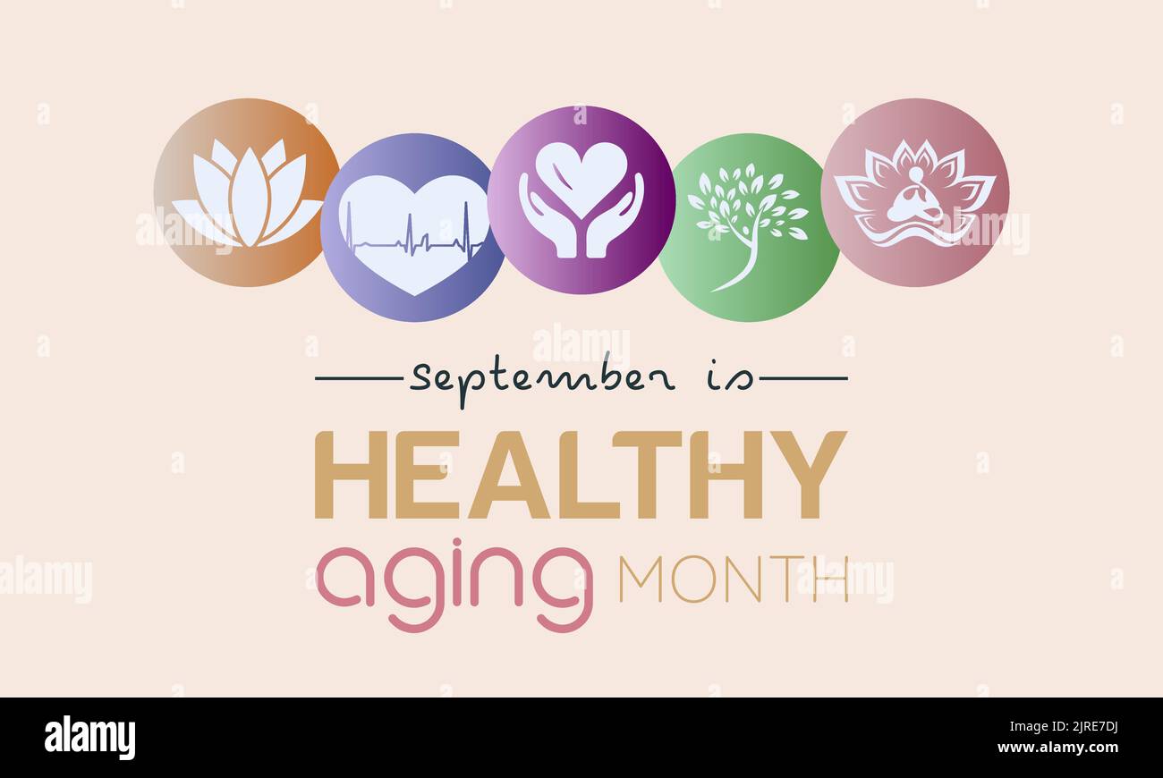 Vecteur illustration concept de mois de vieillissement sain observé chaque septembre. Illustration de Vecteur