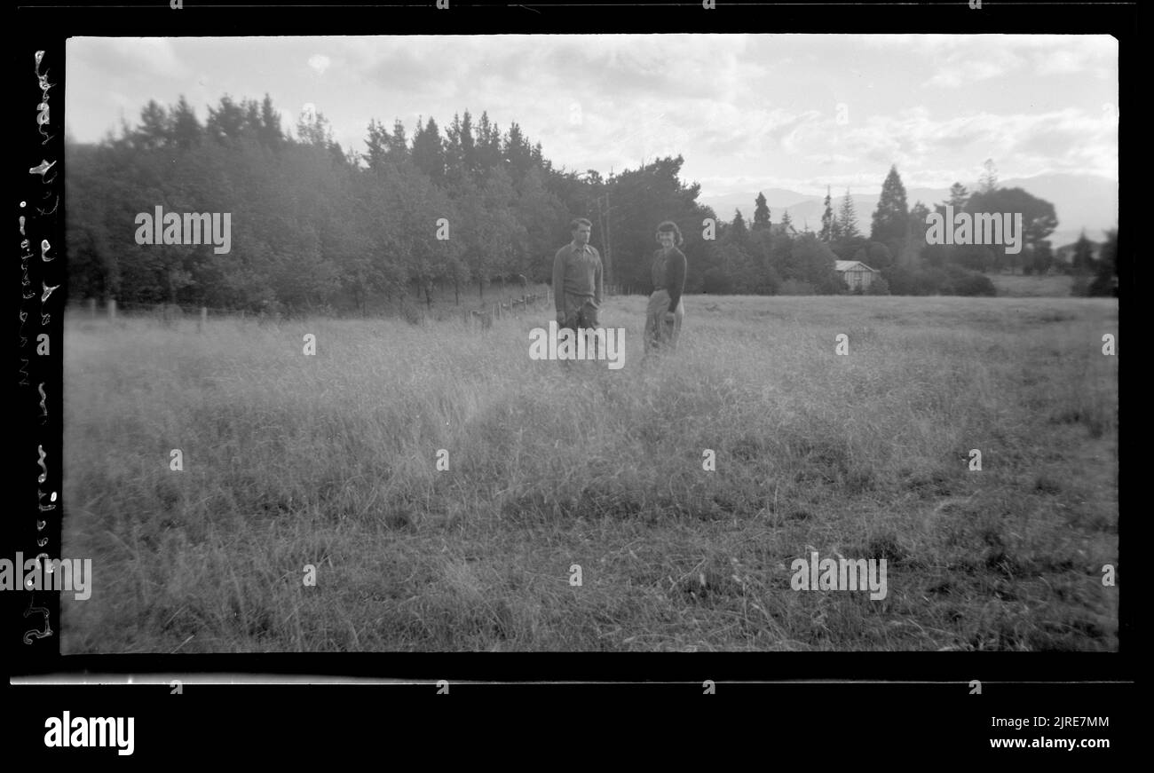 Section sur la route vers Golf Links, Masterton, 14 avril 1949-17 avril 1949, par Leslie Adkin. Banque D'Images