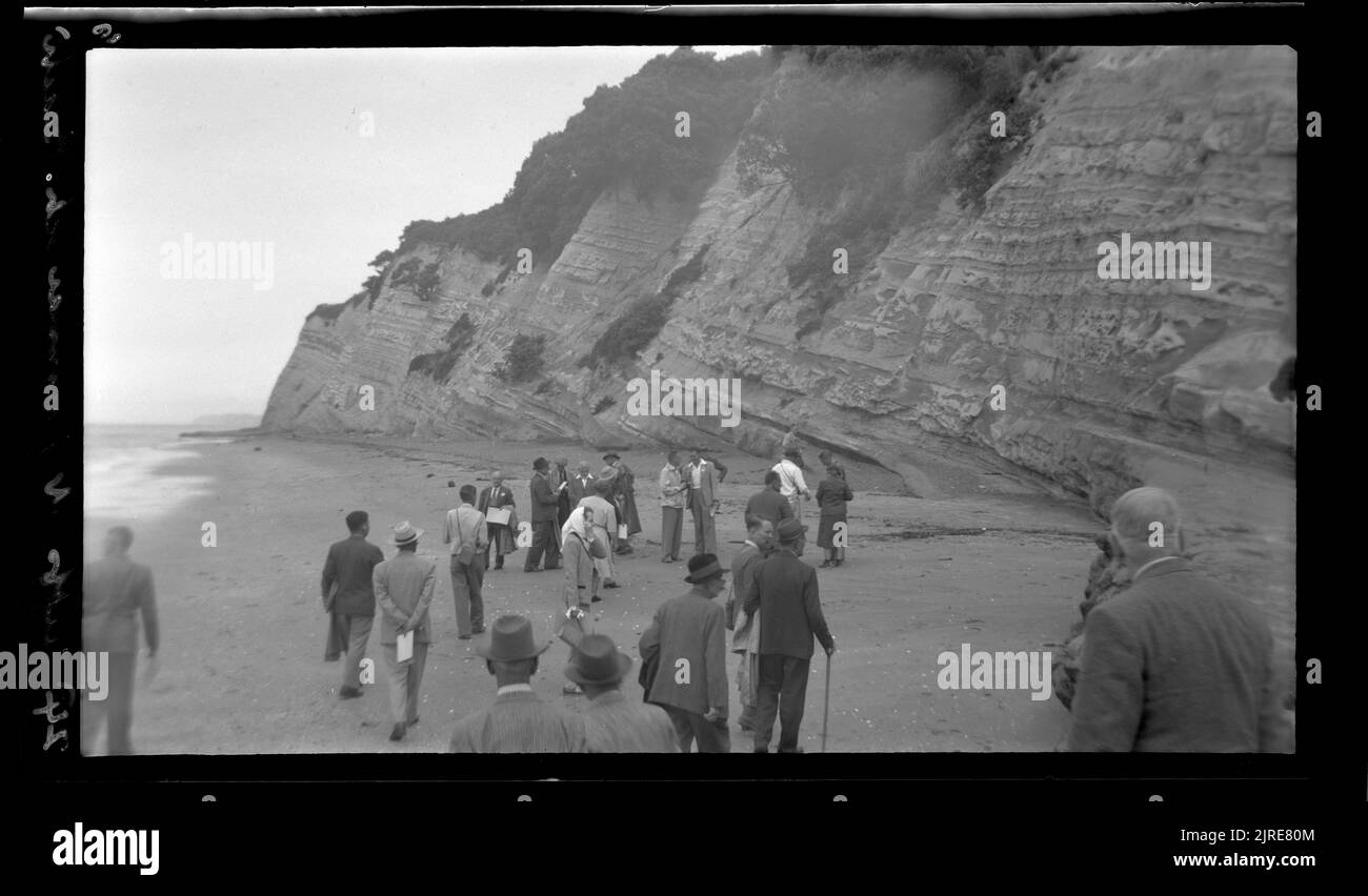 Falaises à Grammar School Beach, sud, 1949, par Leslie Adkin. Banque D'Images