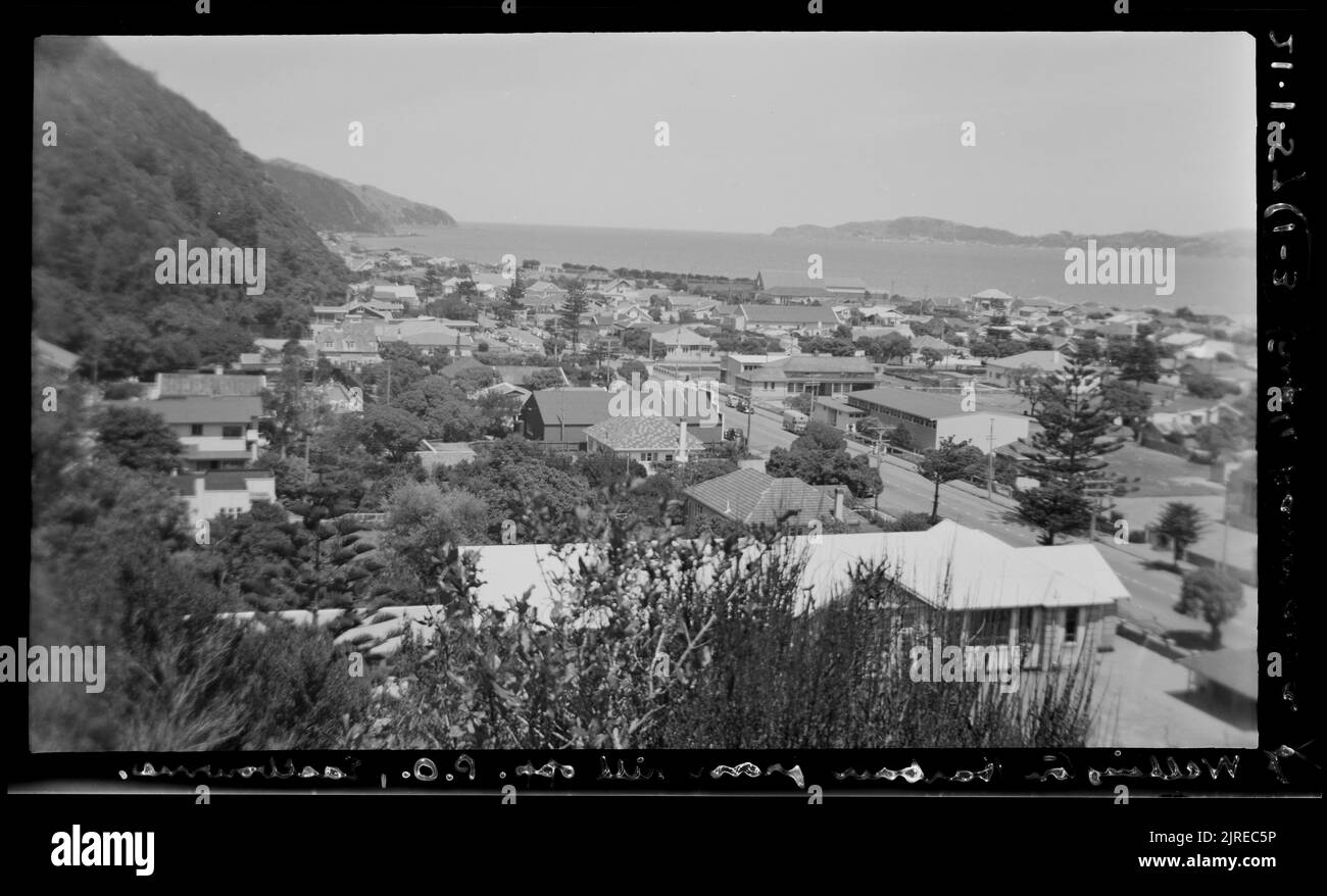 Triple panorama depuis Eastbourne du port de Wellington, 21 janvier 1957, par Leslie Adkin. Banque D'Images