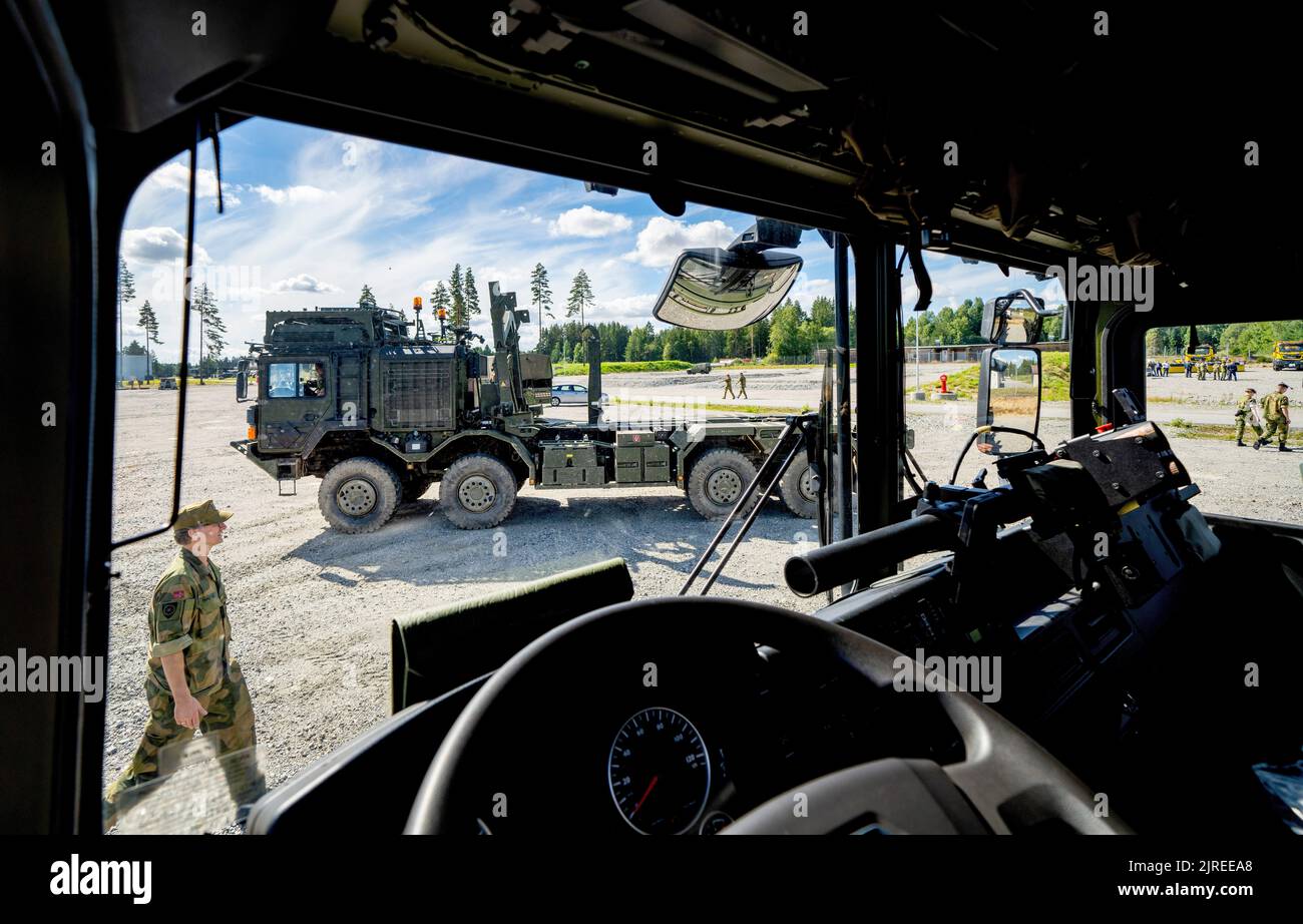 Gardermoen 20220823.Brigade Nord reçoit mardi les premiers véhicules militaires Rheinmetall MAN (RMMV) pour l'armée au camp de Sessvollmoen. Photo: Gorm Kallestad / NTB Banque D'Images