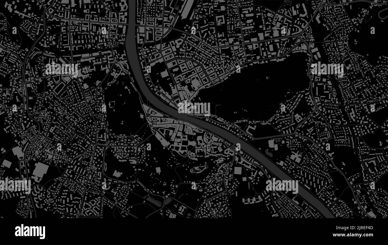 Carte vectorielle de la ville urbaine de Salzbourg. Illustration vectorielle, carte de Salzbourg, échelle de gris, poster en noir et blanc. Carte routière avec zone métropolitaine Illustration de Vecteur