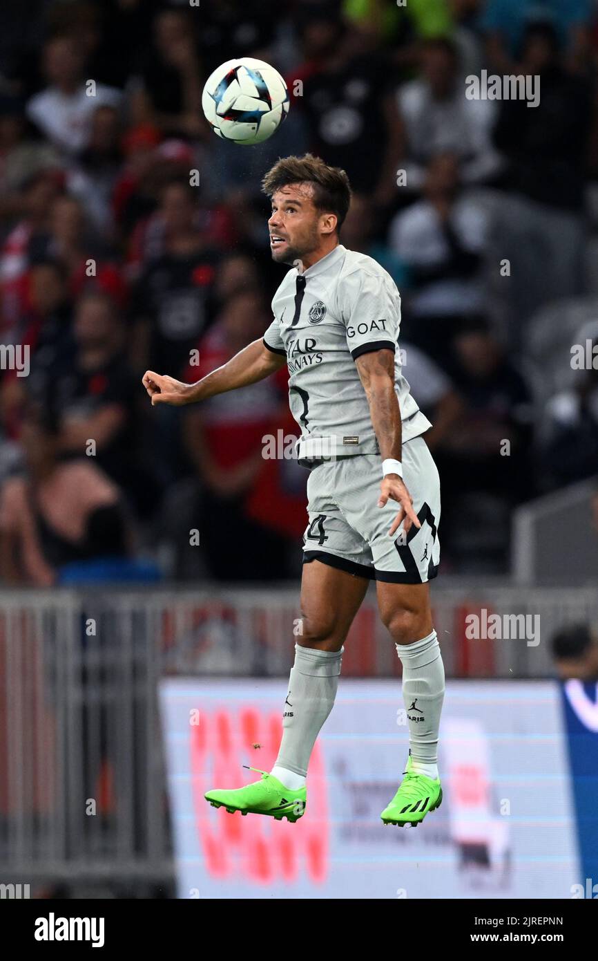 LILLE - Juan Bernat de Paris Saint-Germain lors du match de la Ligue française 1 entre Lille OSC et Paris Saint Germain au stade Pierre-Mauroy sur 21 août 2022 à Lille, France. ANP | hauteur néerlandaise | Gerrit van Keulen Banque D'Images