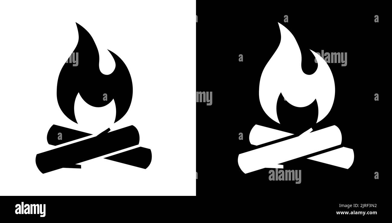 Symbole de feu de camp et icône d'illustration du vecteur de flamme de feu de camp Illustration de Vecteur
