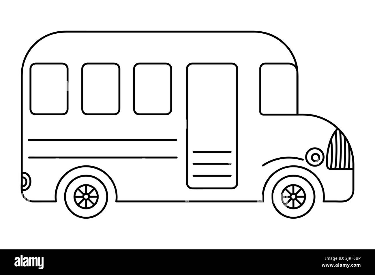 Autobus scolaire. Esquisse. Illustration vectorielle. Des véhicules qui emprennent les enfants à l'école. Livre de coloriage. Thème de l'école. Style Doodle. Illustration de Vecteur