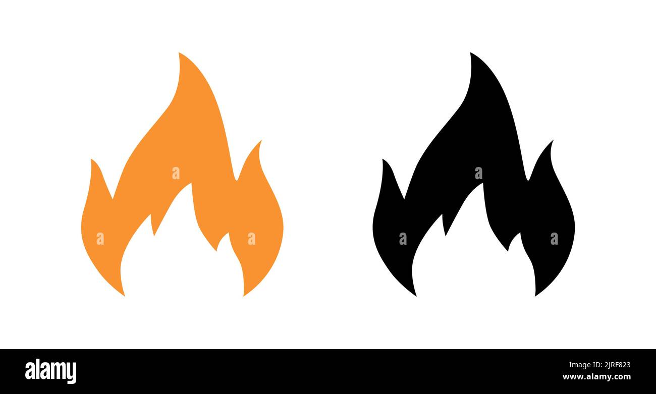 Symbole de feu et icône d'illustration du vecteur de flamme chaude Illustration de Vecteur